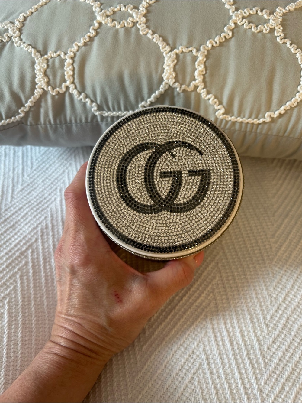 Bling  Logo Compact Jewelry Container - Silver and Black